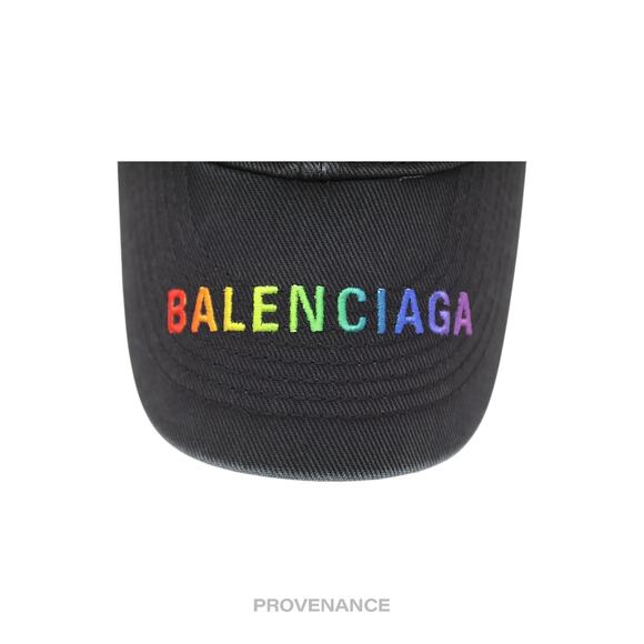 🔴 Balenciaga Embroidered Rainbow Logo Cap - Washed Black - Picture 6 of 12